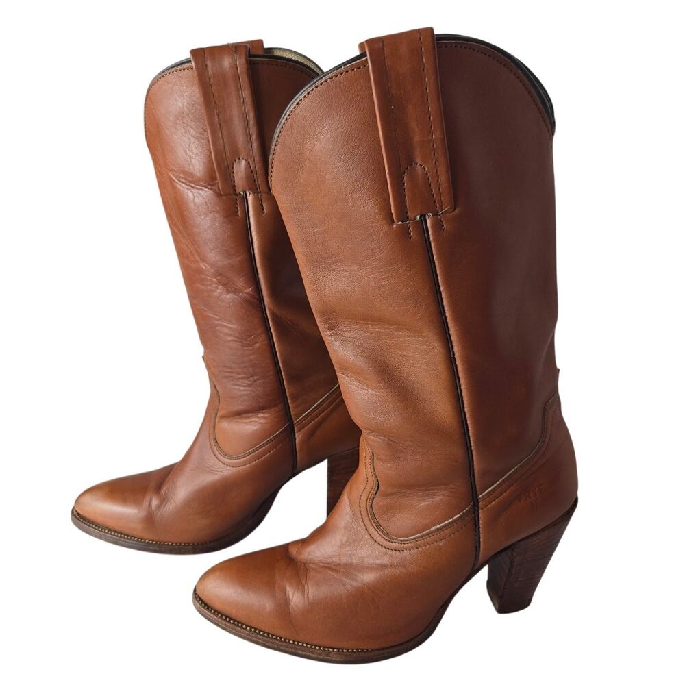 Frye Brown Leather Cowboy Boots